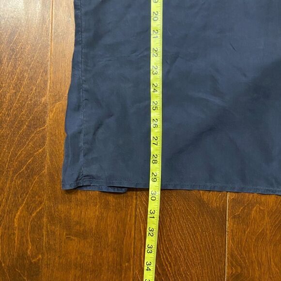 Novin Vintage 90s Navy Blue Hidden Button Front Silk Shirt Men's Size Large - Picture 9 of 9